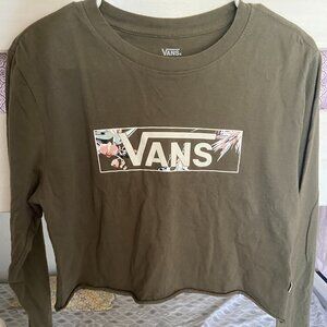 Vans Women’s Cropped Long Sleeve Top Military Green Size Small